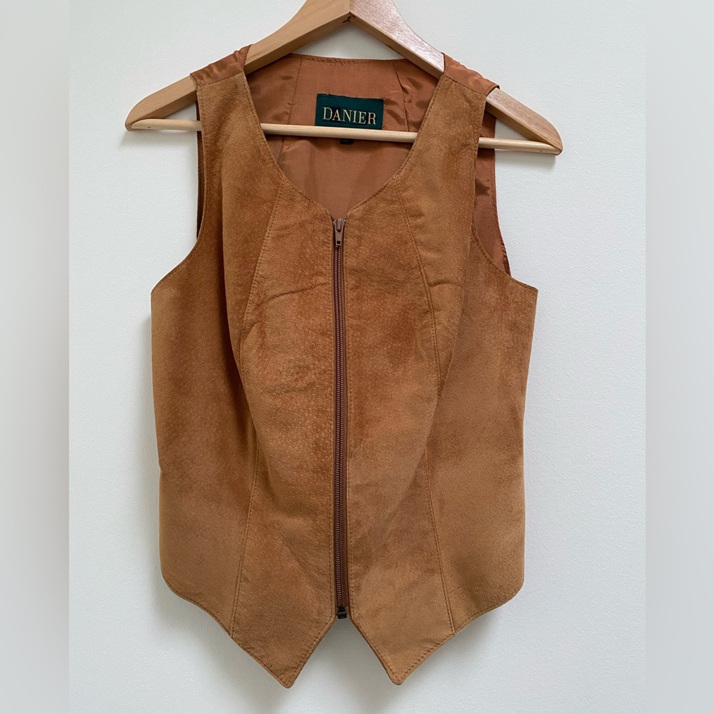 Danier Cognac Suede Zip-Front Vest